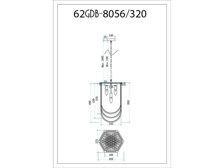 люстра подвесная Garda Decor Изящная   [62GDM-8056-320] прозрачный